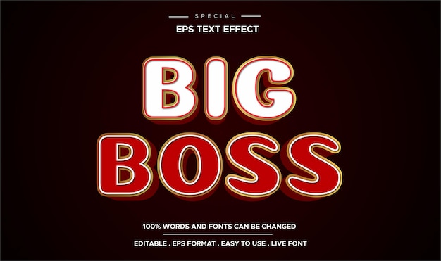 Vector editable text effect  big bos style 3d