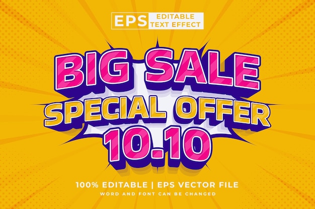 Vector editable text effect big sale 3d cartoon template style premium vector