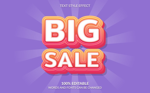 Editable text effect, big sale text style