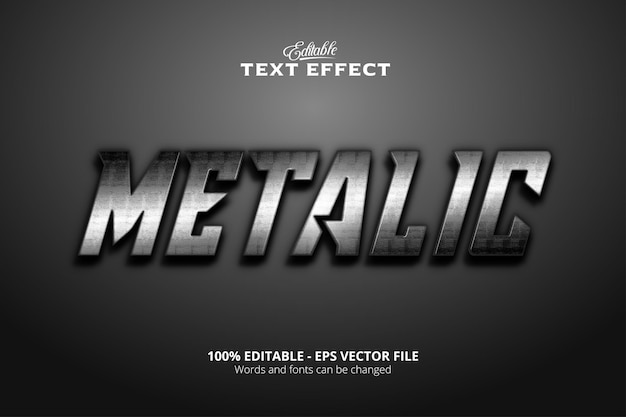 Editable text effect black background Metalic text