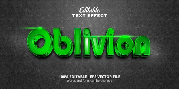 Vector editable text effect, black background, oblivion text