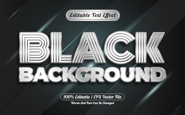 Editable text effect black background style silver