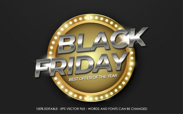 Editable text effect, black friday best offer banner