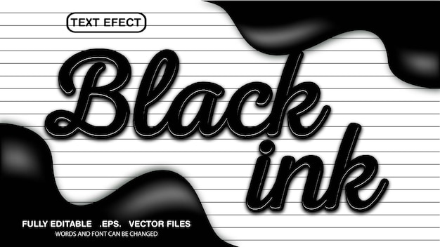 Editable text effect black ink theme