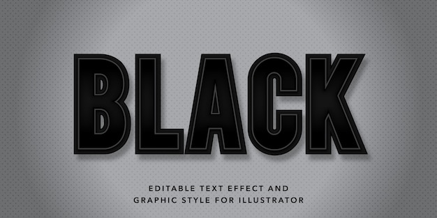 Vector editable text effect black text style