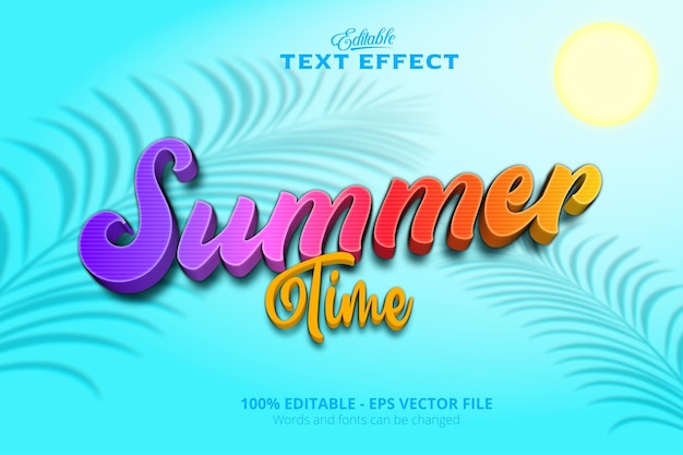 Editable text effect Blue background Summer text effect Colorful style