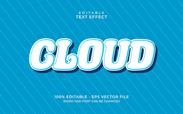 편집 가능한 텍스트 효과 파란색 구름 텍스트 스타일