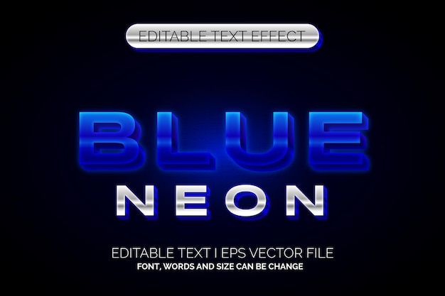 편집 가능한 텍스트 효과 Blue Neon