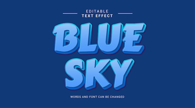 Editable text effect blue sky blue color bold concept