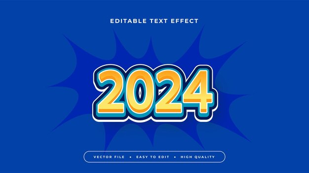 Editable text effect Blue yellow 2024 text