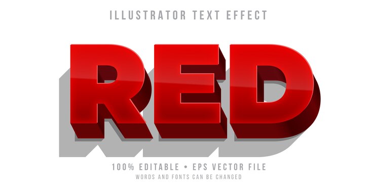 Vector editable text effect - bold red style