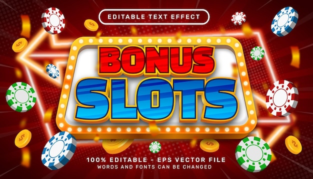 Editable text effect bonus slot 3d style concept