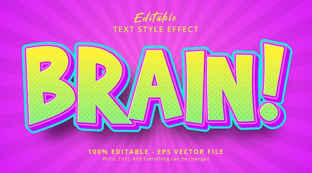 Editable text effect, brain text with popular color combination effect