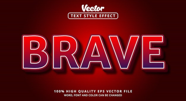 Editable text effect, Brave text on red color style