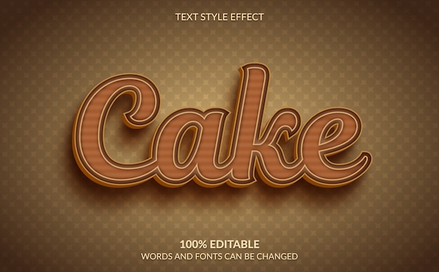 Editable text effect, brown cake text style