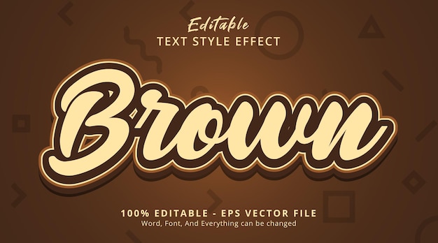 Editable text effect, brown text on chocolate style in brown color