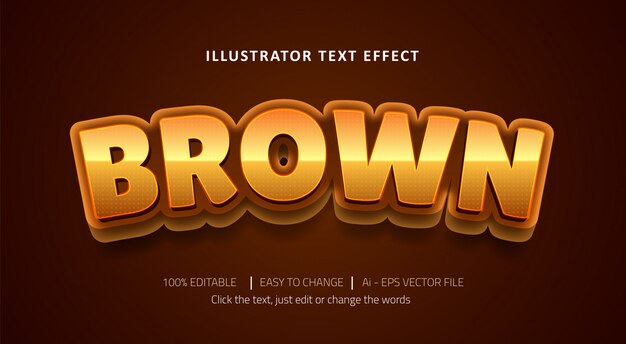 Editable text effect Brown title Premium 