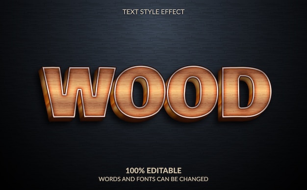 Editable text effect, brown wood text style