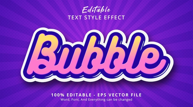 Editable text effect bubble text on layered color style template