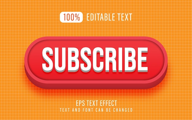 Vector editable text effect button subscribe