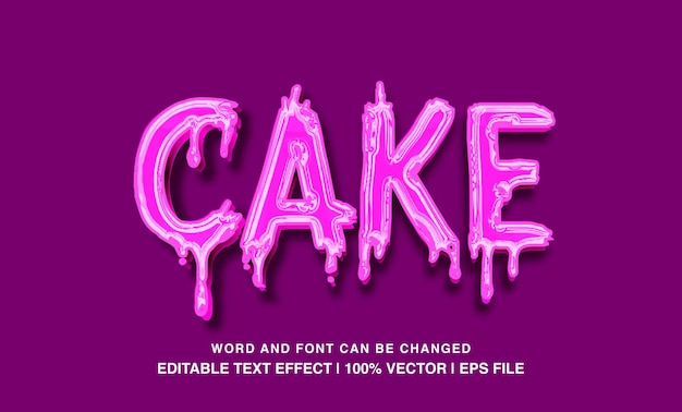 Vector editable text effect cake melted