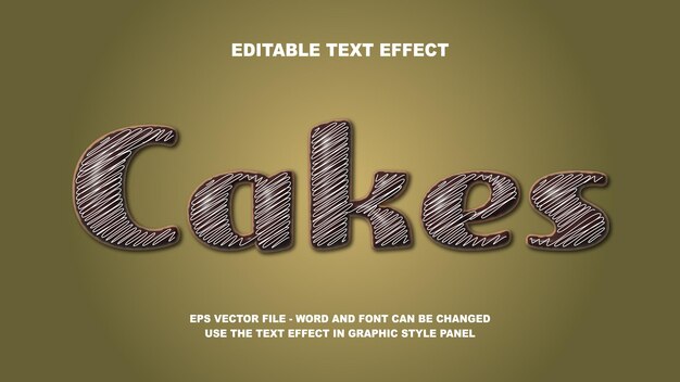 Editable Text Effect Cakes 3D Vector Template