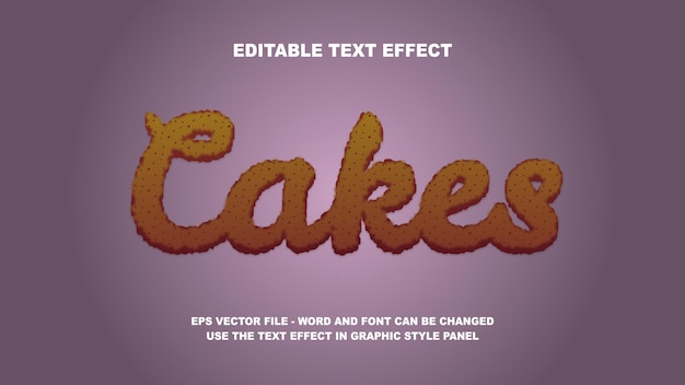 Vector editable text effect cakes 3d vector template