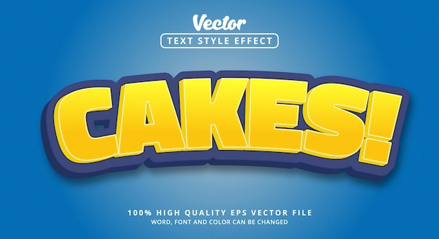 Editable text effect cakes text on layered orange and blue color style