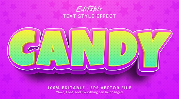 Vector editable text effect, candy text on headline kids style effect