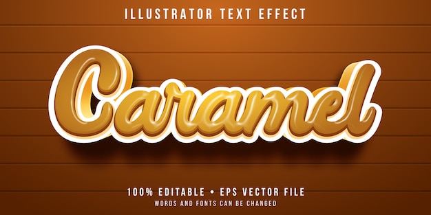 Editable text effect - caramel letters style