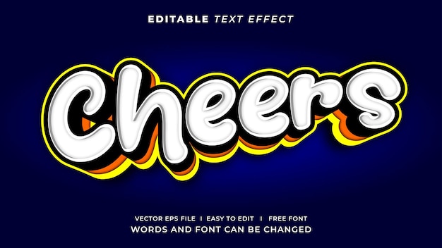 Editable text effect cheers 3d style