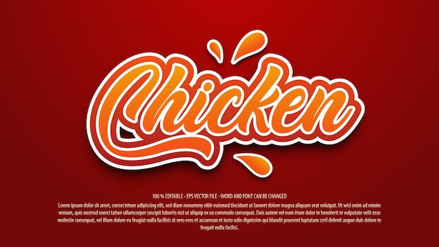 Editable text effect chicken