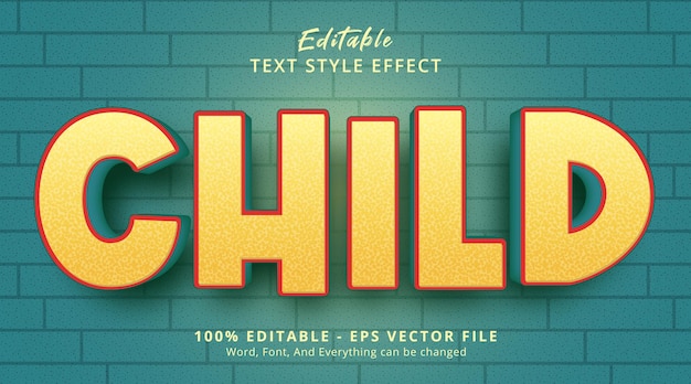 Editable text effect, Child text on fancy color style effect