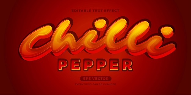 Vector editable text effect chilli pepper style in exotic red hot color