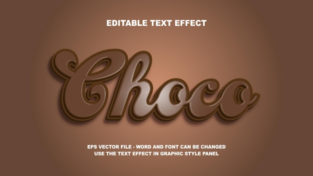 Editable text effect choco 3d vector template