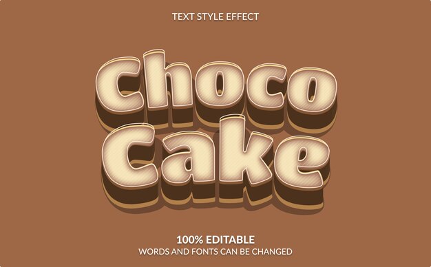 Editable Text Effect, Choco Cake Text Style