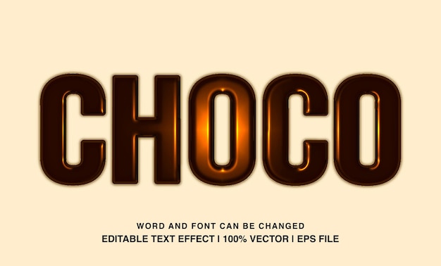 Editable text effect choco glossy