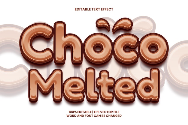 Vector editable text effect choco melted 3d style