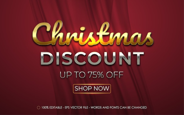 Editable text effect, christmas discount banner