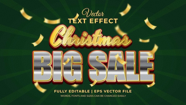 Editable text effect  christmas sale 3d template banner