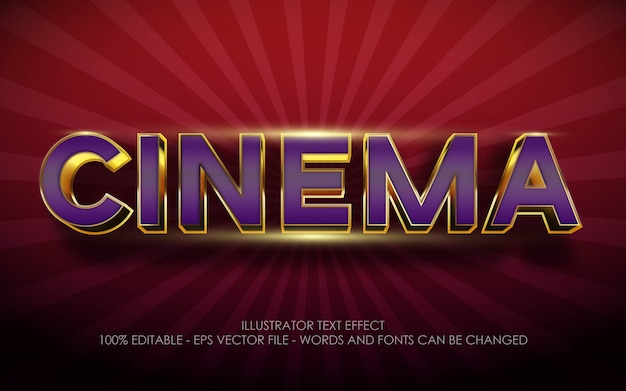 Vector editable text effect, cinema style illustrations