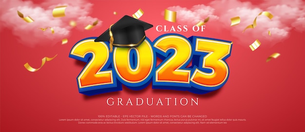 Editable text effect class of 2023 with red background