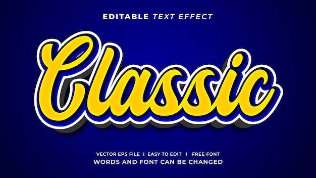 Editable text effect classic 3d style