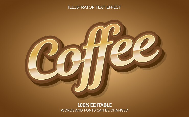 Editable Text Effect, Classic Brown Coffe Text Style