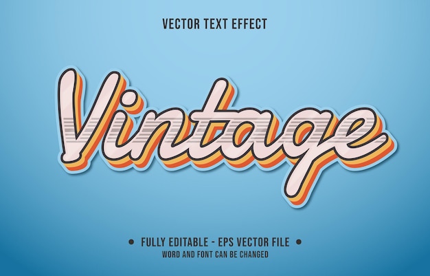 Editable text effect classic style vintage word retro background color