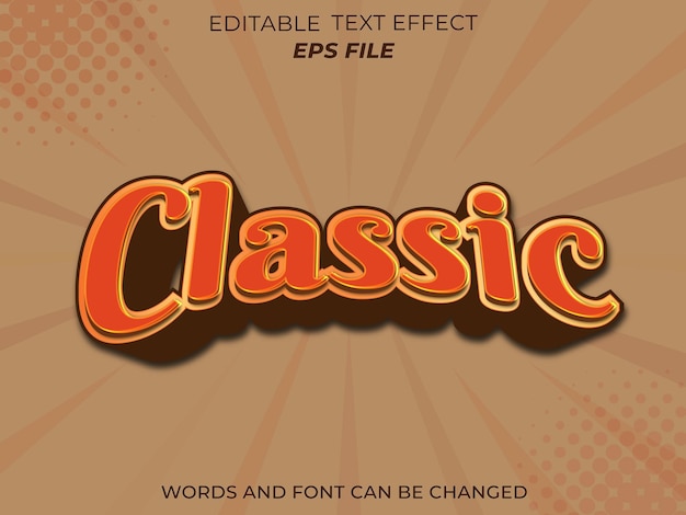 Editable text effect classic template editable vector