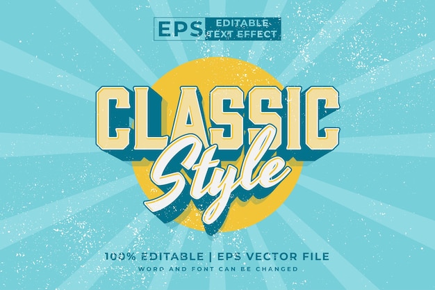 Editable text effect classic template style premium vector