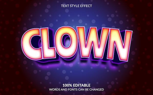 Vector editable text effect, clown text style