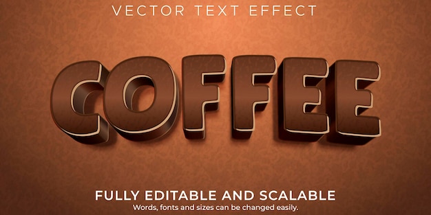 Vector editable text effect, coffee and brown text style