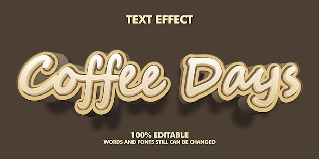 Vector editable text effect coffee day 3d style